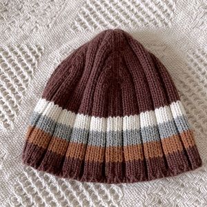 TEA Woven Infant Winter Hat. Brown, Grey, White.